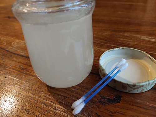 Fermented rice water use cotton swabs