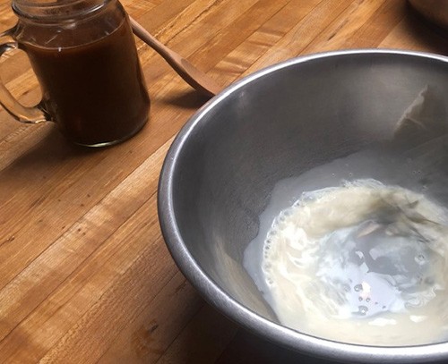Homemade Herbal Elixir Latte for A Fatty Liver- whisk milk