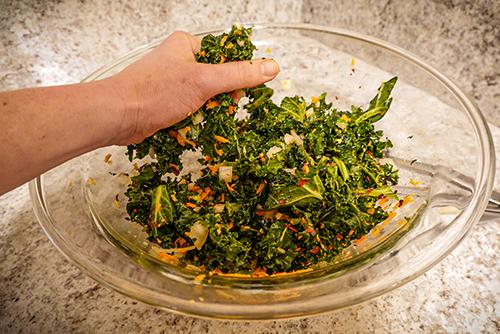 DIY Fermented Kale for Blood Pressure - massage the mixture