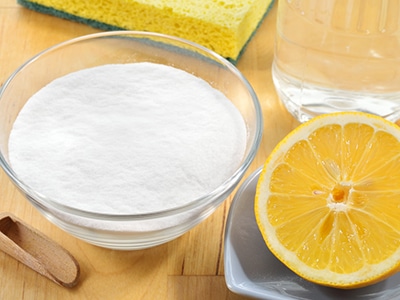 Lemon + Baking Soda - mixing lemon and baking soda