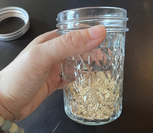 Homemade Marshmallow Healing Tonic - put herbs in jar