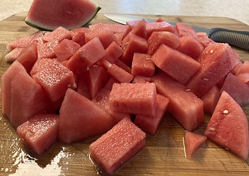 How to Make Medicinal Watermelon Jelly - cut into cubes