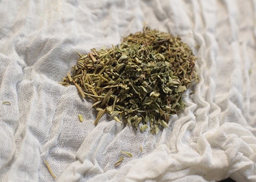 Illness Protection Potion- put herbs in cheesecloth