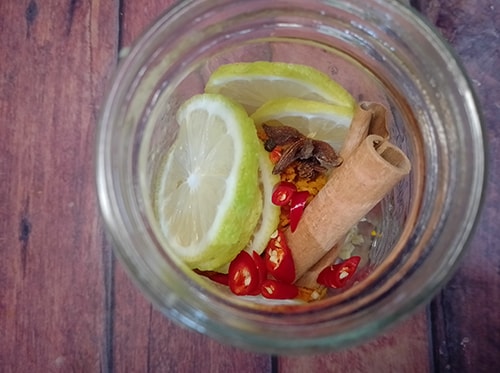 Homemade Winter Root Tonic - place ingredients in a glass jar