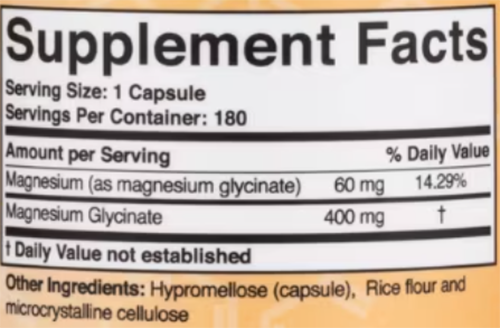 Are Your Supplements Fake - Magnesium Glycinate Label