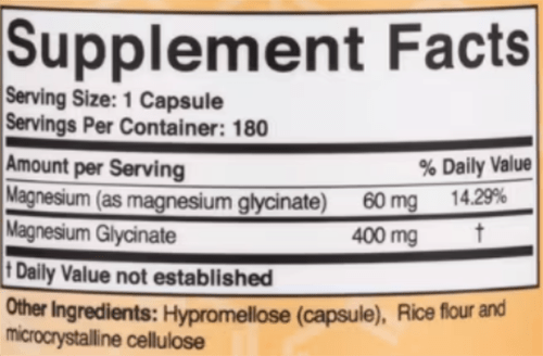 Are Your Supplements Fake - Magnesium Glycinate Label