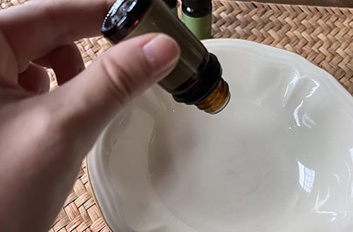 DIY respiratory relief nasal stick- put all the oils in a bowl