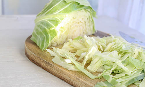 cutting cabbage