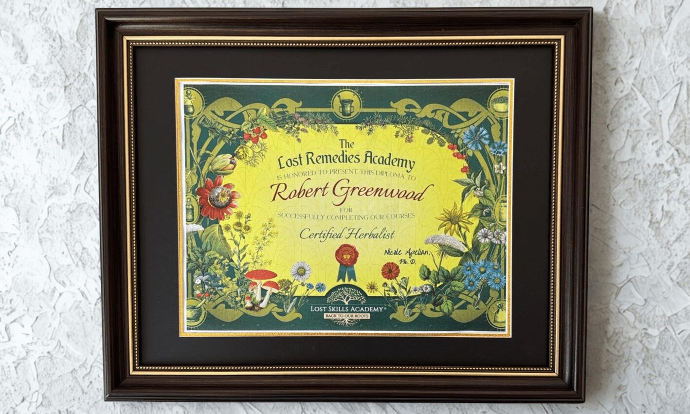 Robert Greenwood Diploma on the wall (1)