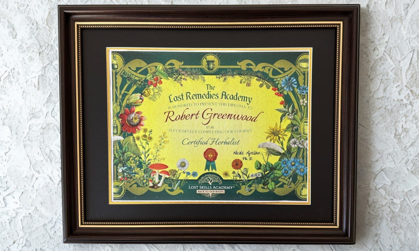 Robert Greenwood Diploma on the wall (1)