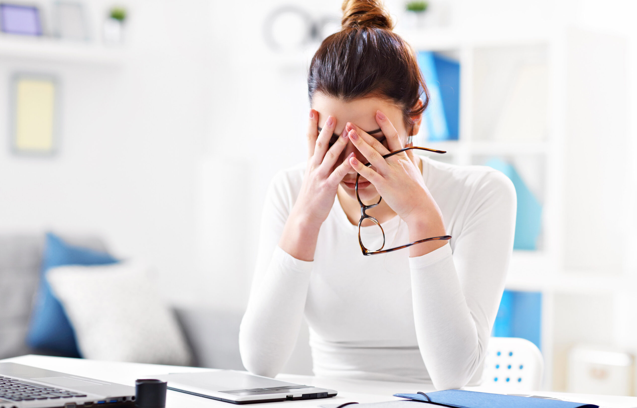 Woman working in her home office
