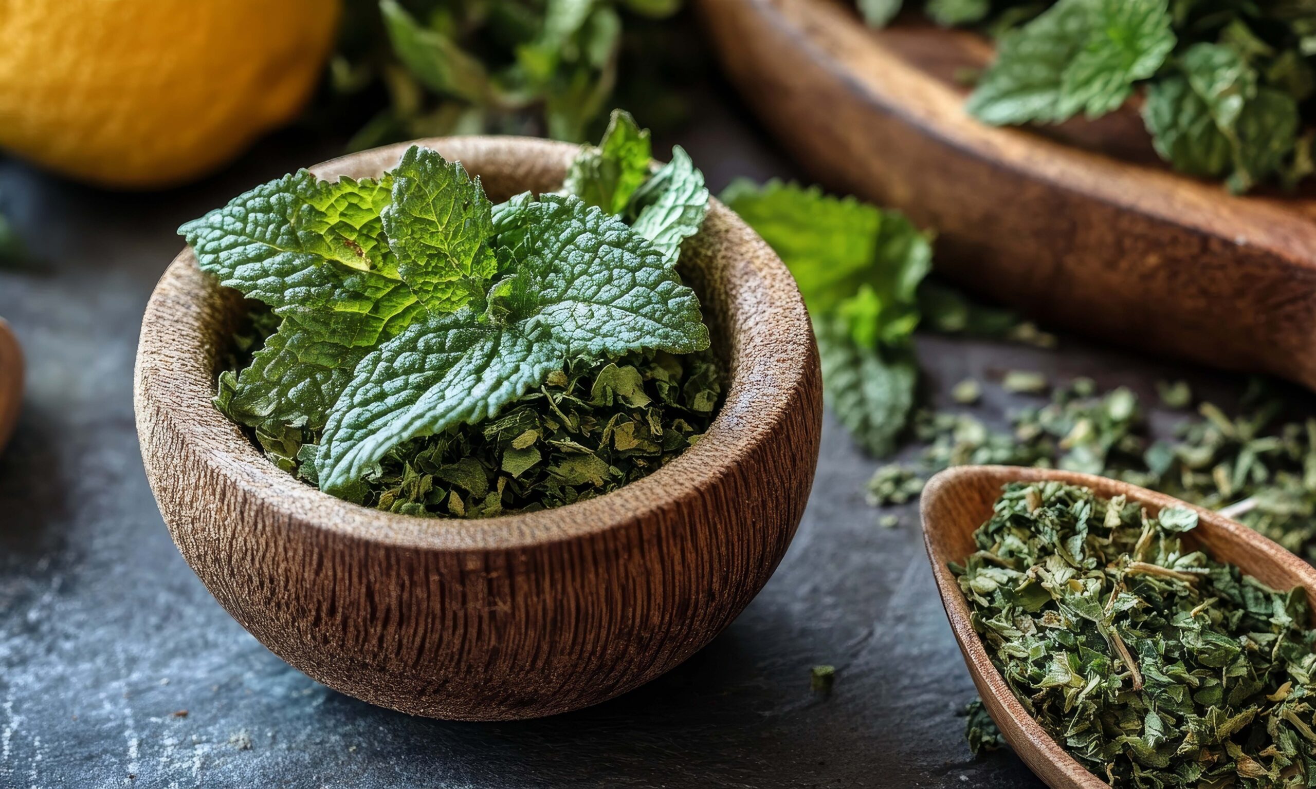 Dry leaves of lemon balm herbs are perfect for making soothing lemon balm tea, known for its calming properties and delightful flavor. Enjoy the benefits of lemon balm tea with these dried herbs.