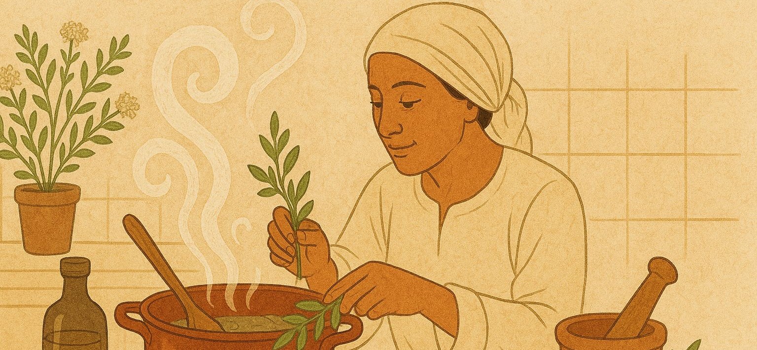 Herbal Cooking in a Warm Kitchen