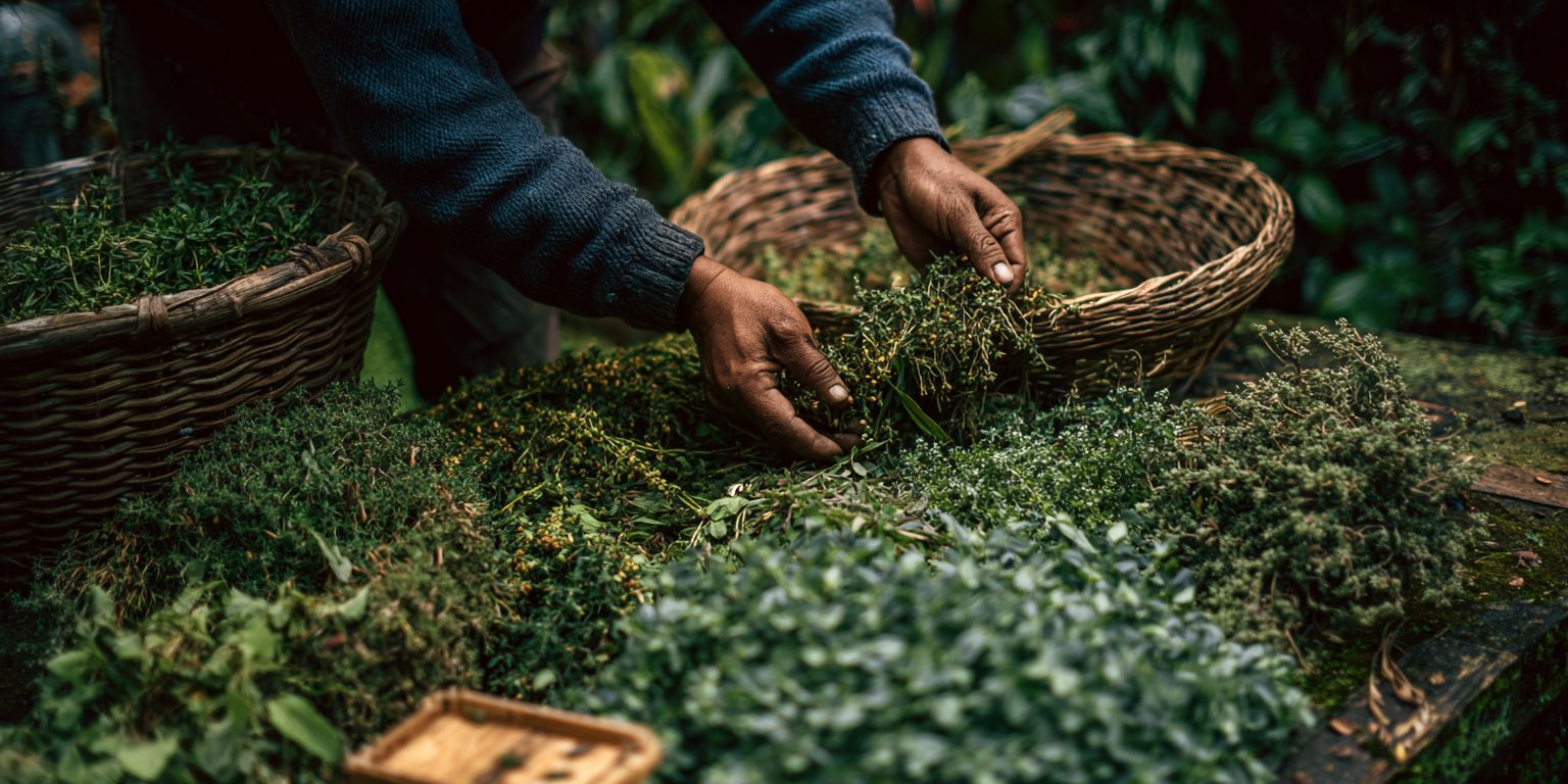 harvesting medicinal garden