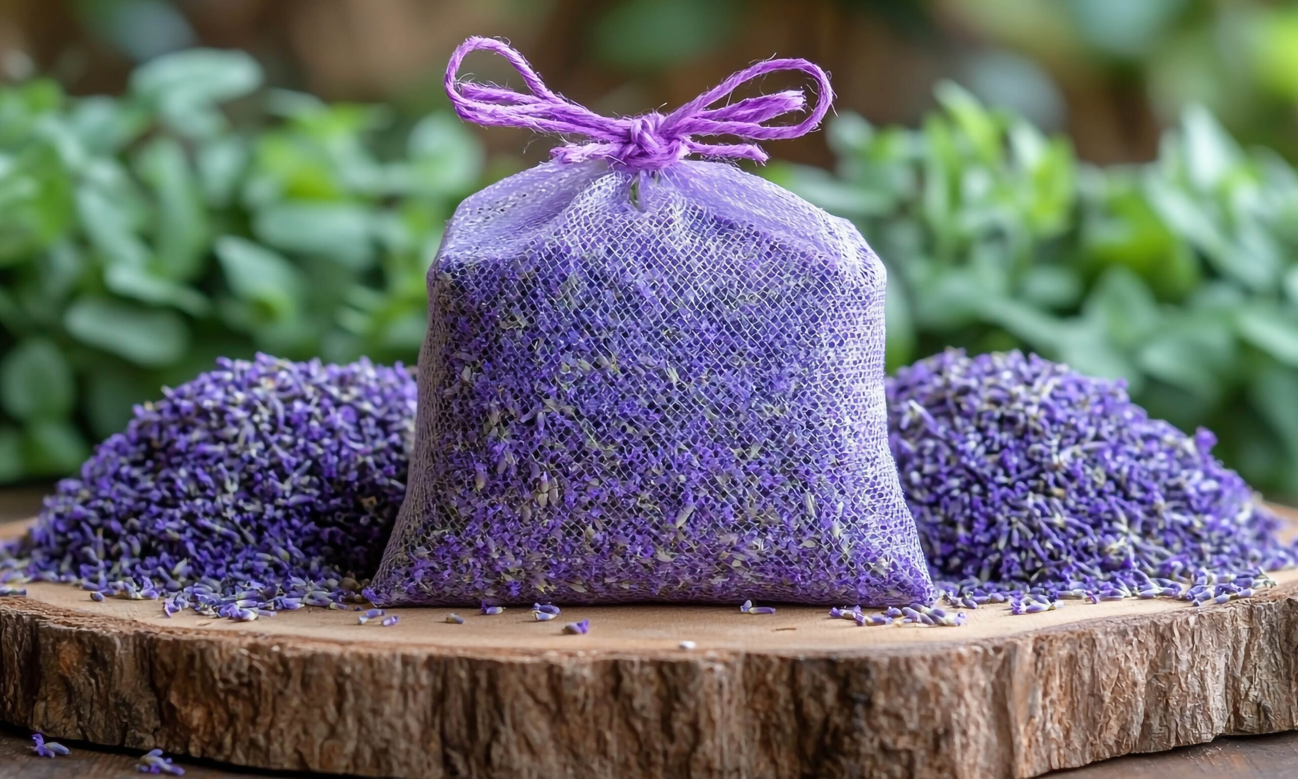 Lavender flowers in a bag for a natural and healthy spa therapy