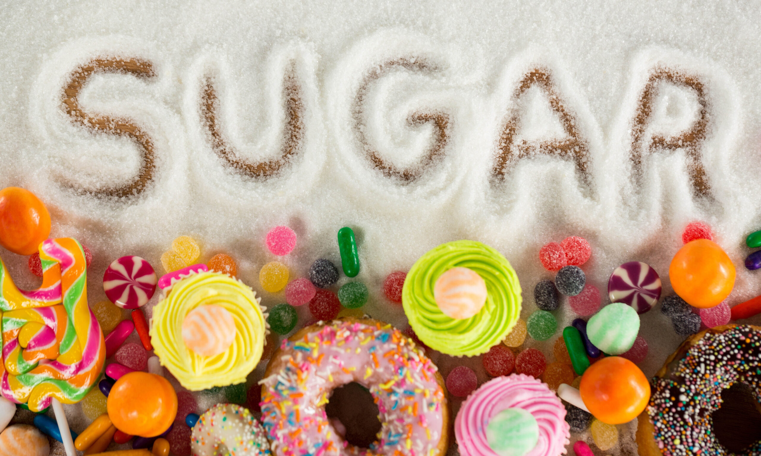 Sugar written on sugar powder