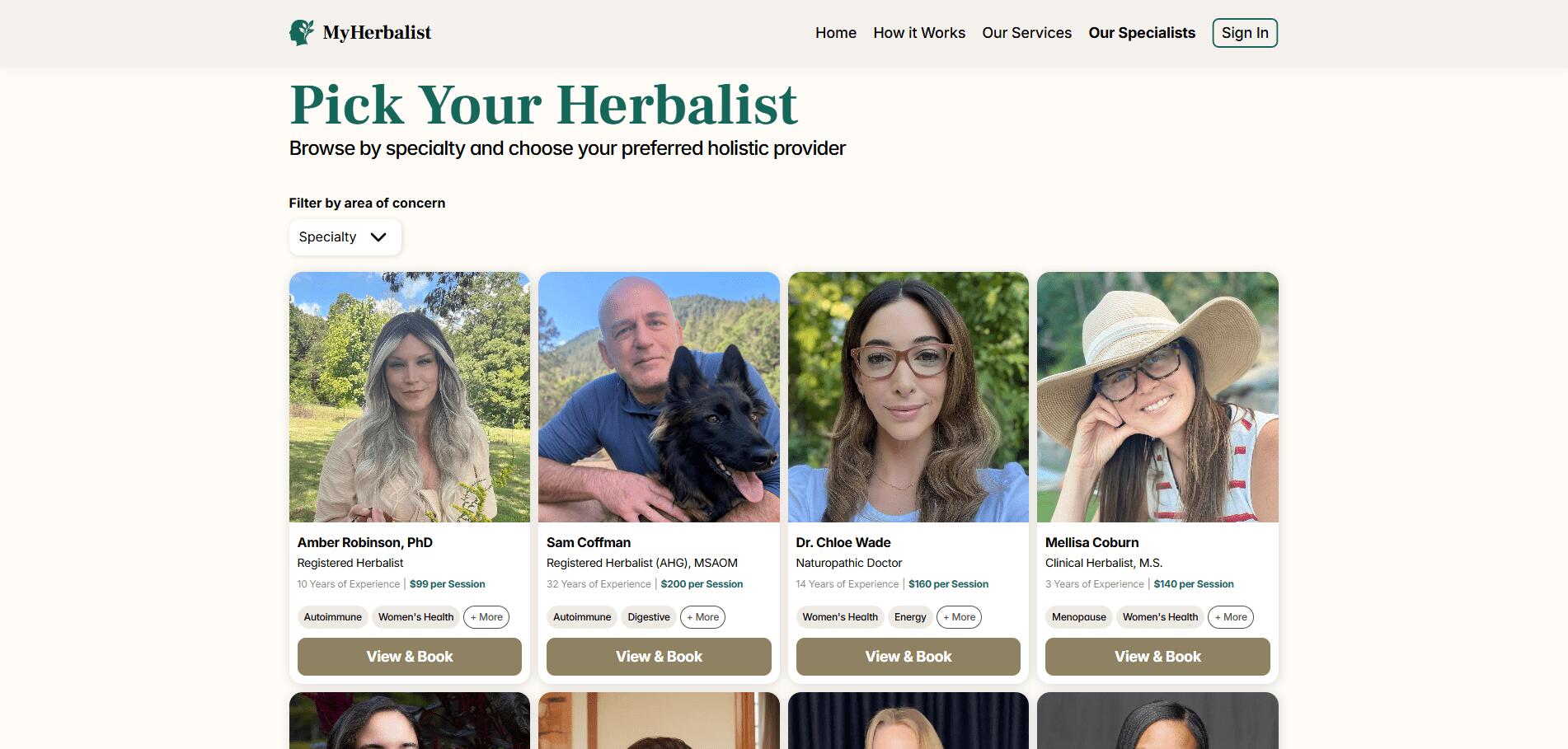 my herbalist our specialists
