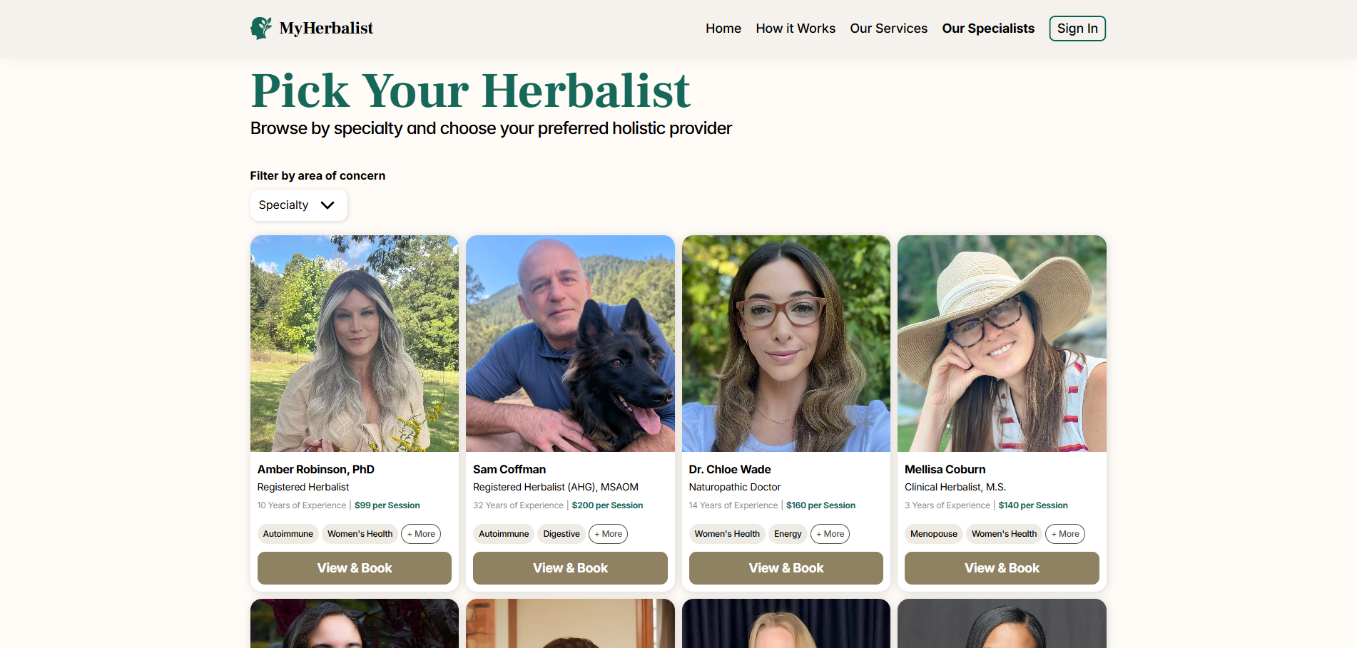 my herbalist our specialists