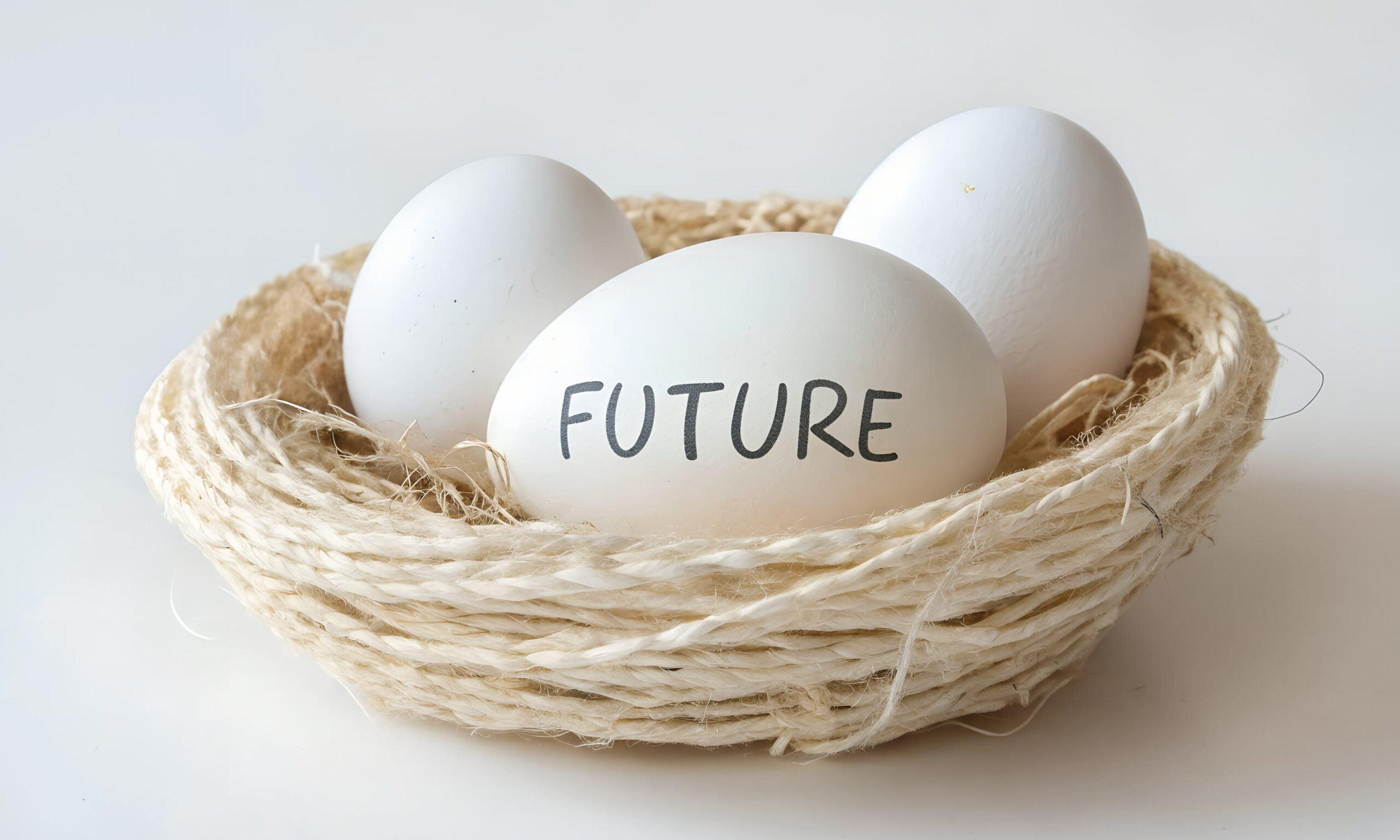 White eggs in a nest representing future financial planning