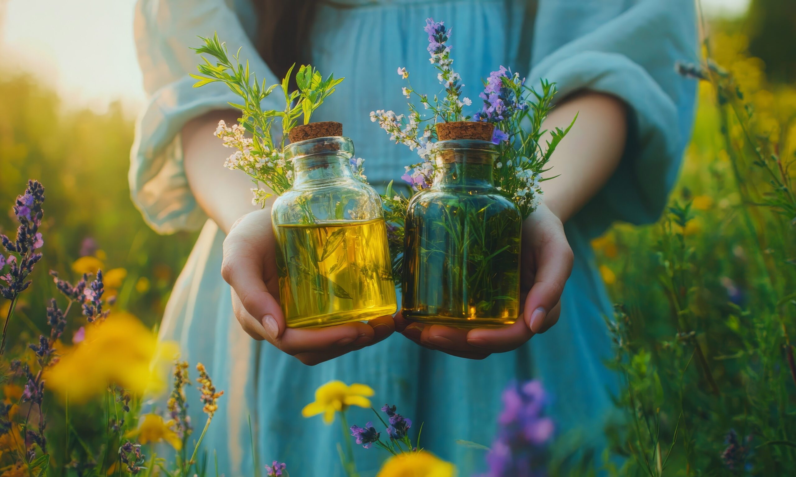 medicinal herbs in bottle, Generative AI, nature