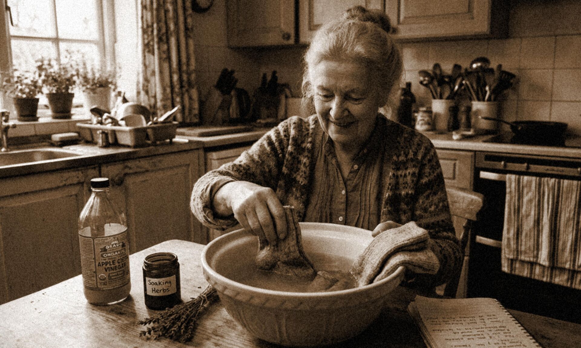 Grandma Making ACV Socks