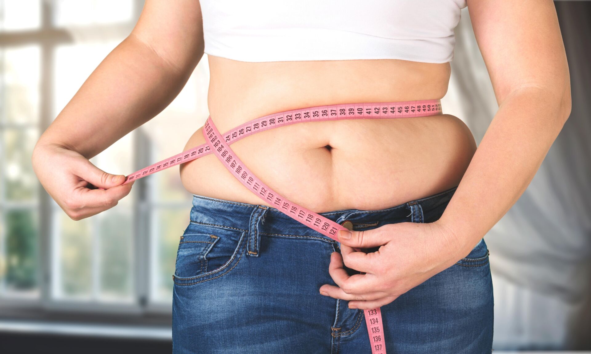 fat woman with excessive belly fat, diet lifestyle concept