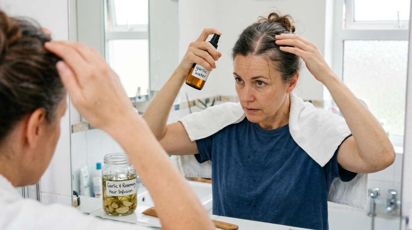 woman using garlic water on hair