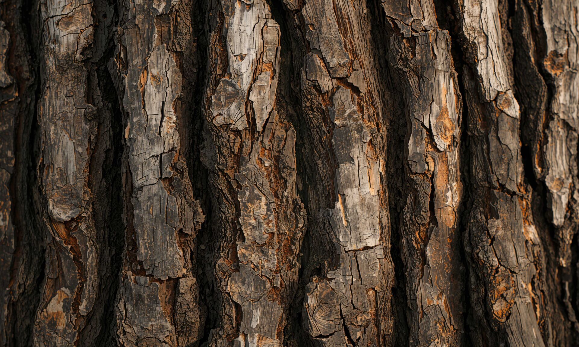 Close-up of elm bark surface for use in background textures and pattern design