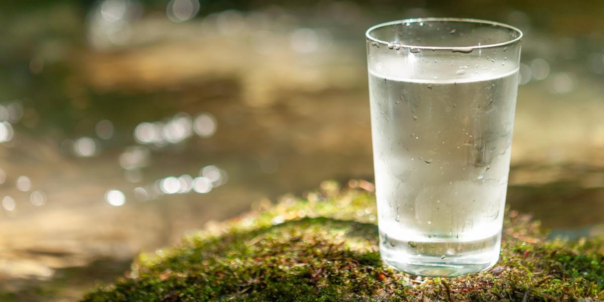 Natural water in a glass