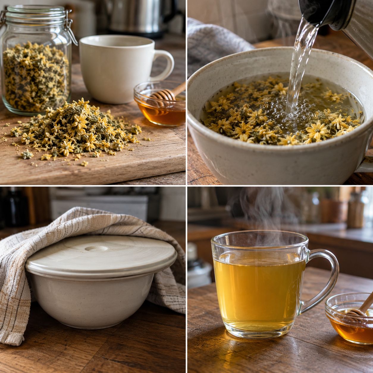 Rustic Mullein Tea Making Collage