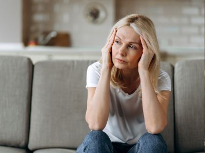 woman has a headache